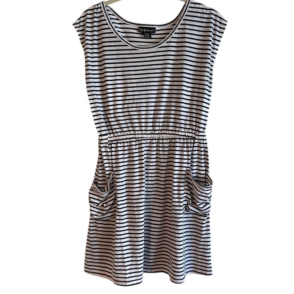 Self Esteem striped front pocket shirt dress m